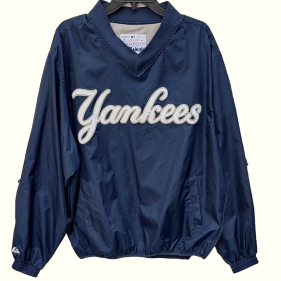 MLB Other - Yankees Jacket Pullover Side zip V Neck Authentic MLB Magestic Logo NY Yankees L